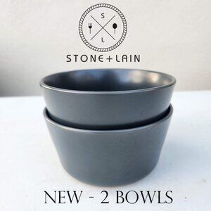 NEW Set of 2 Stone Lain Stoneware Round bowls Dinnerware Gray Replacement Matte